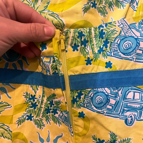 Lilly Pulitzer VTG white label Sabrina cruising sundress yellow/blue 6 strapless - Picture 4 of 8